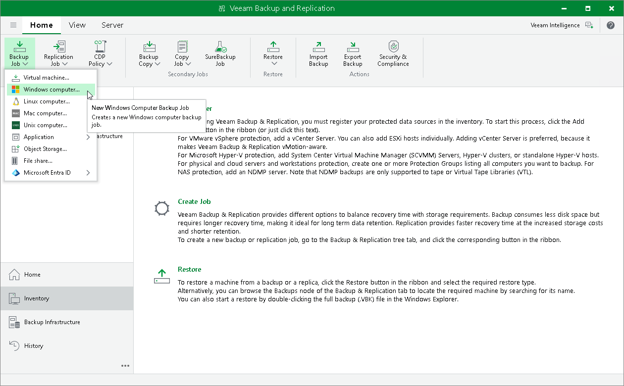 Launch New Backup Job Wizard