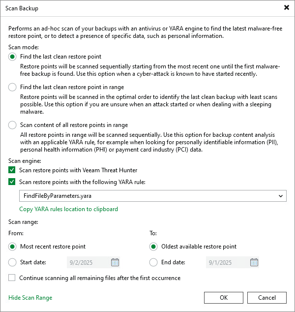 Scanning Veeam Agent Backups