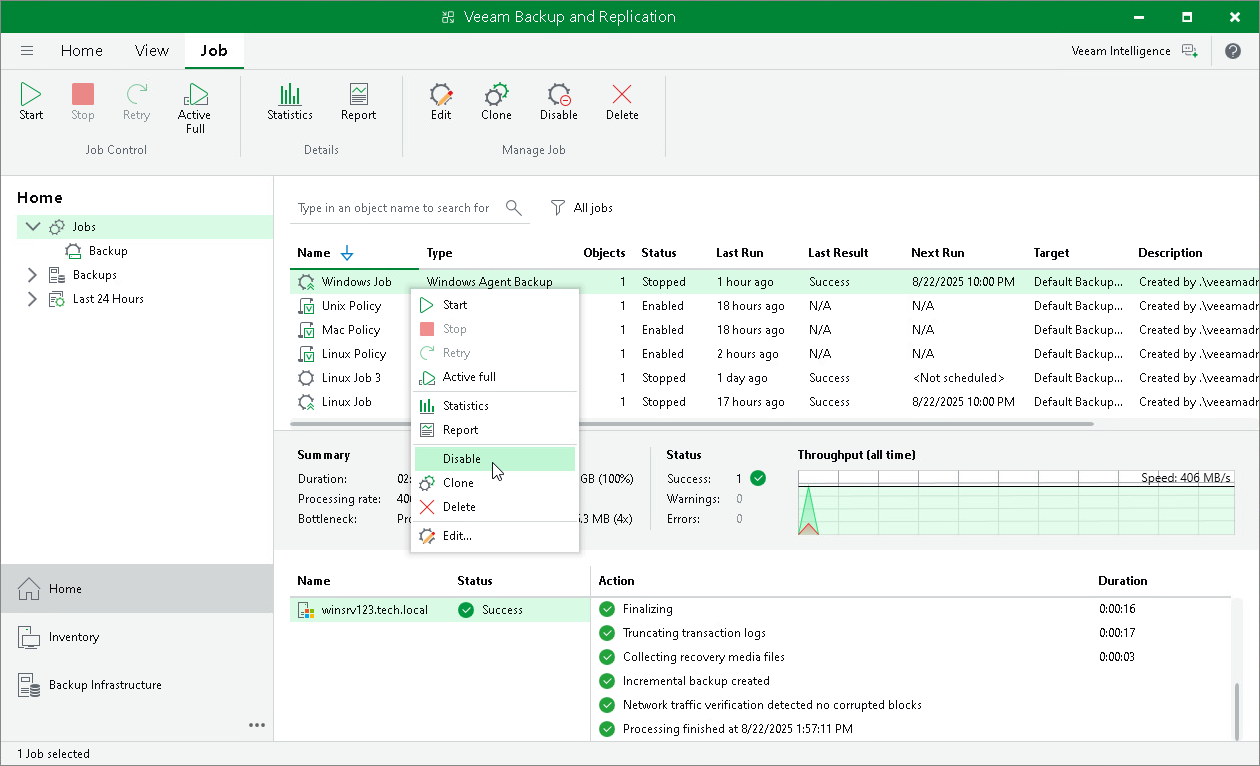 Disable Backup Job