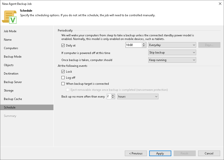 Scheduling Settings for Workstations