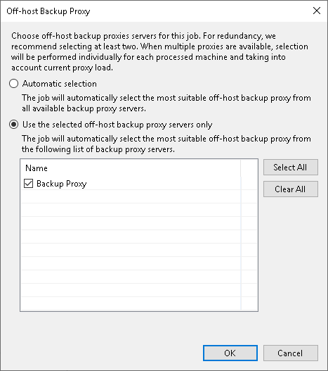 Specify Off-Host Backup Proxy Settings Integration Settings