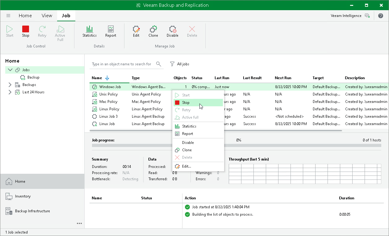 Stop Backup Job