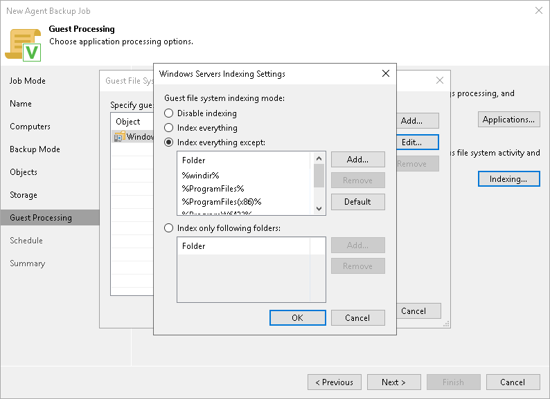 Specify Indexing Settings File Indexing
