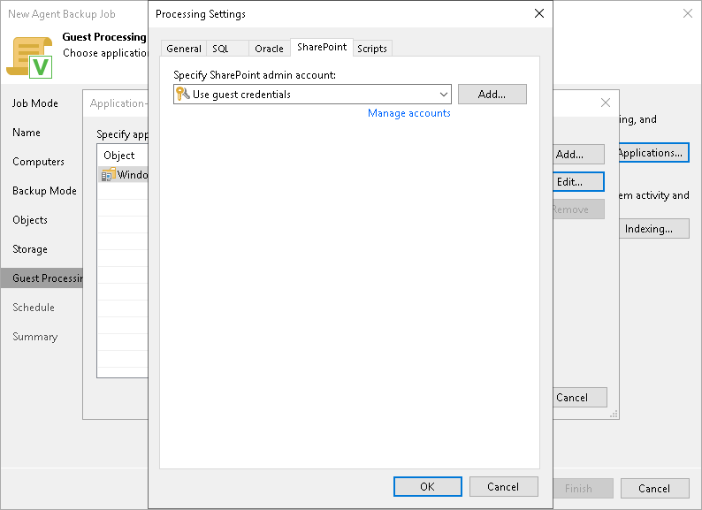 Specify Microsoft SharePoint Account Settings Microsoft SharePoint Account Settings