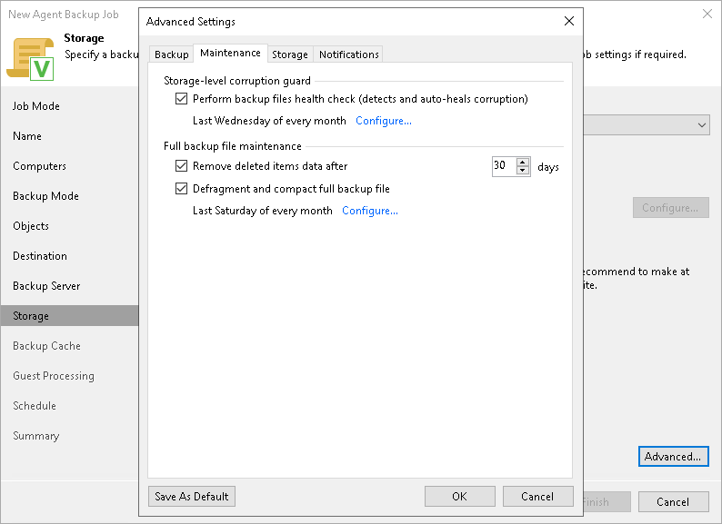 Specify Maintenance Settings Maintenance Settings