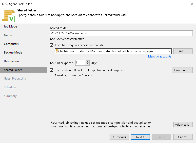 Shared Folder Settings