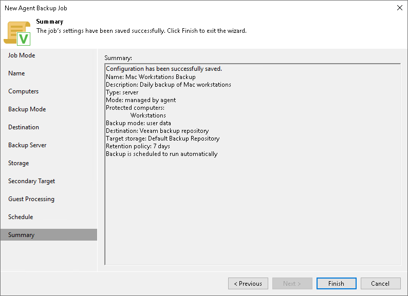 Step 13. Review Backup Job Settings
