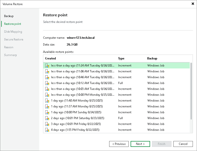 Select Restore Point Step 3. Select Restore Point