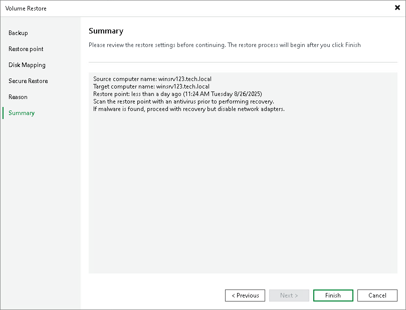 Complete Restore Process Step 8. Complete Restore Process