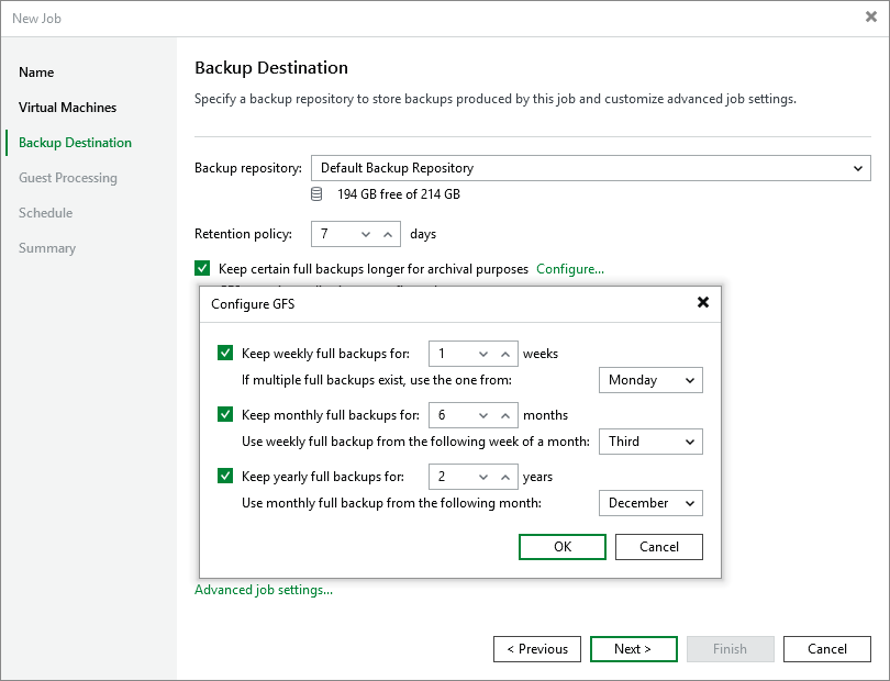 Configuring GFS Policy Schedules Configuring GFS Policy Schedules