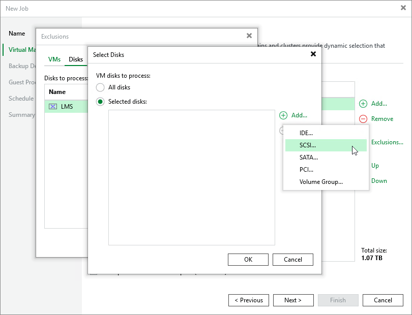Select Disks and Volume Groups Step 3. Configure Backup Source Settings