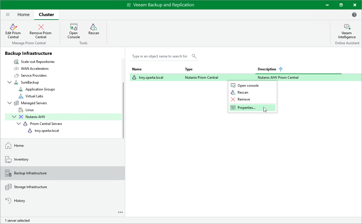 Editing Nutanix AHV Cluster Properties
