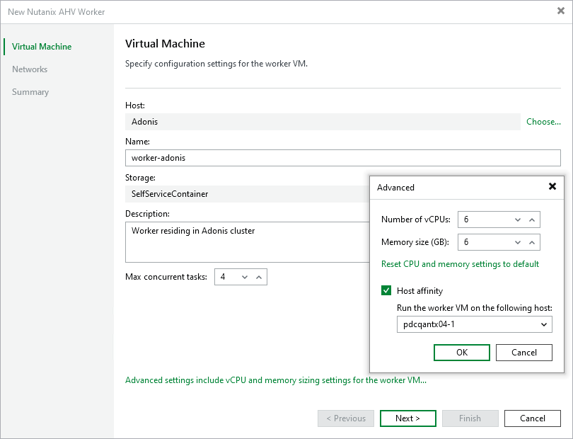 Specify Worker VM Settings Step 2. Specify Worker VM Settings