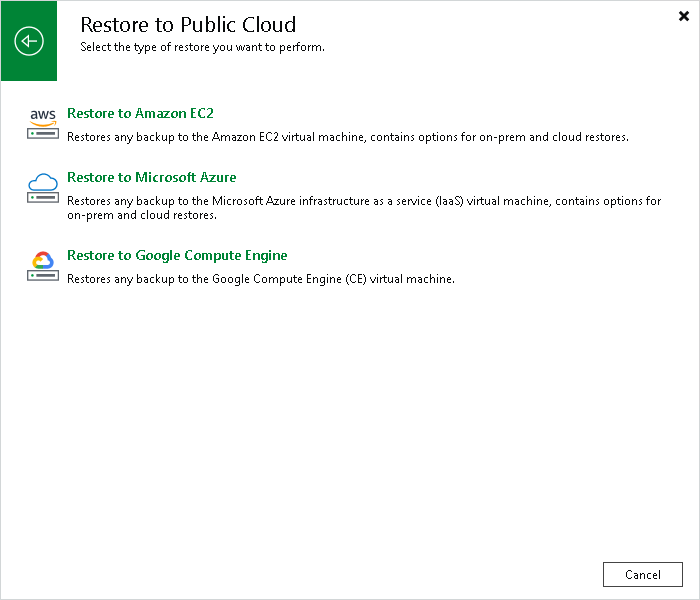 Step 1. Launch Restore to Azure Wizard