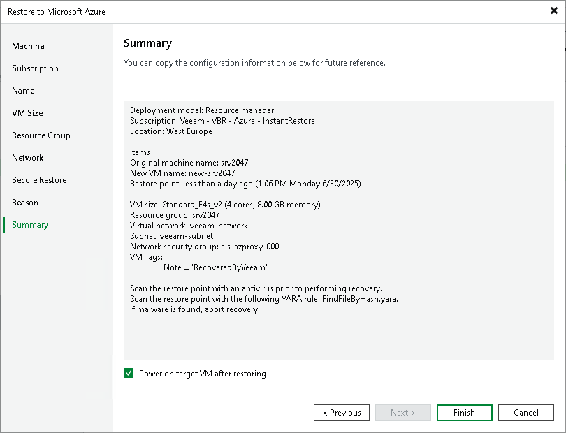 Step 10. Verify Restore Settings