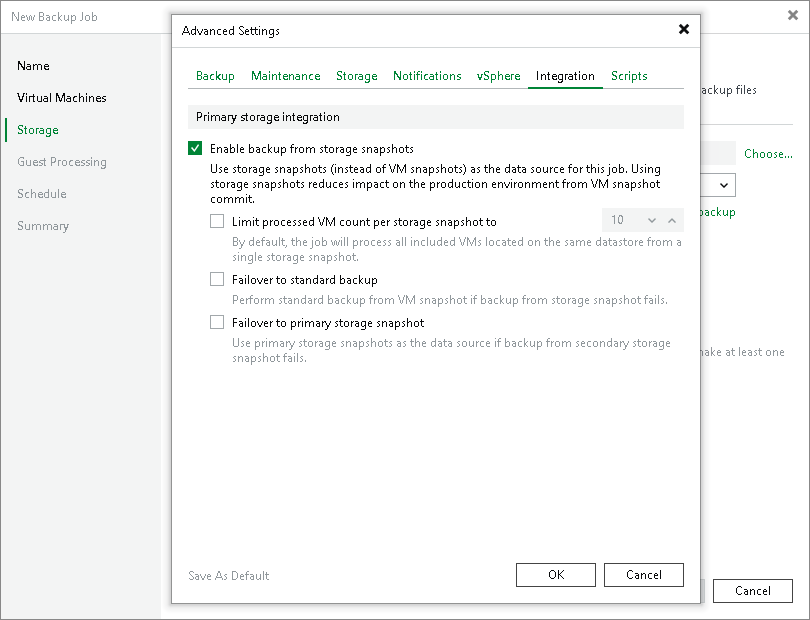 Configuring Backup from Storage Snapshots