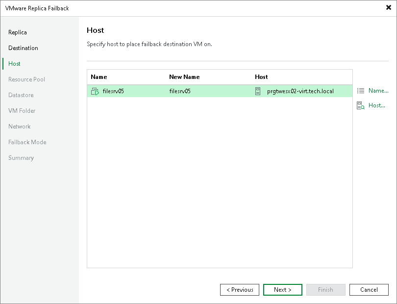 Select target host Step 4. Select Hosts or Clusters