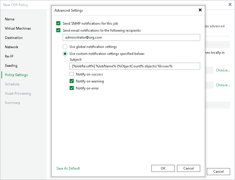 Specify notification settings Step 11. Specify Notification Settings