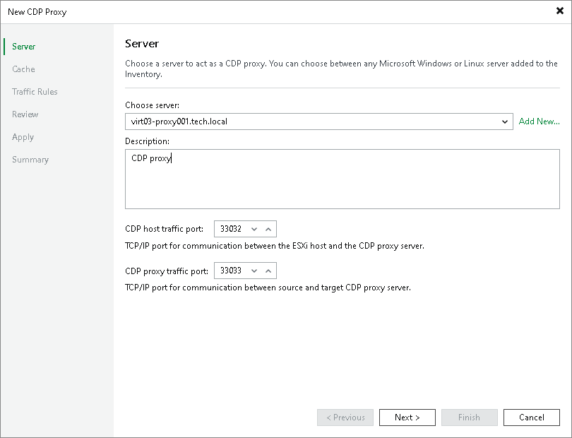 Select server Step 2. Select Server and Traffic Ports