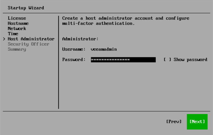 Step 8. Configure Host Administrator Account