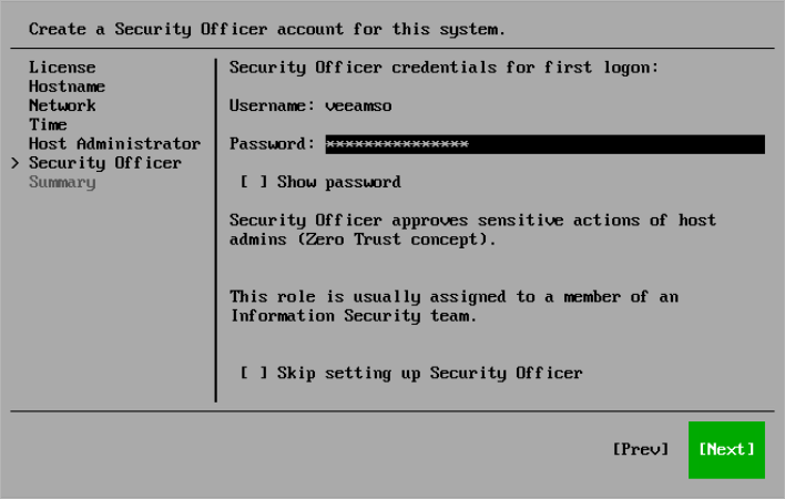 Step 9. Configure Security Officer Account