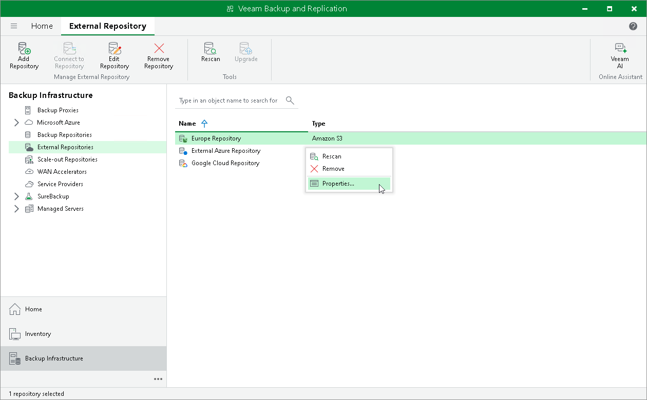Editing Settings of External Repositories