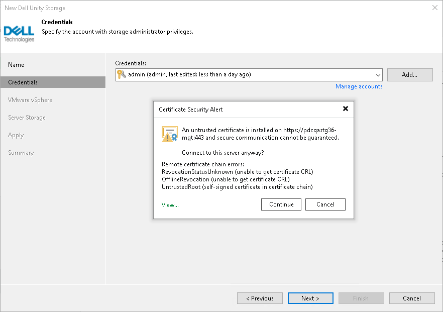 Step 3. Specify Credentials