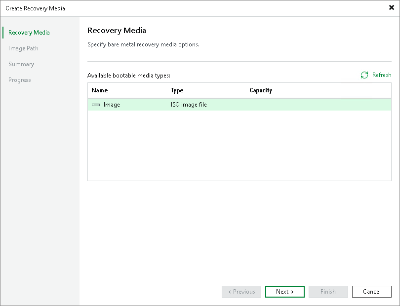Step 2. Specify Recovery Media Options