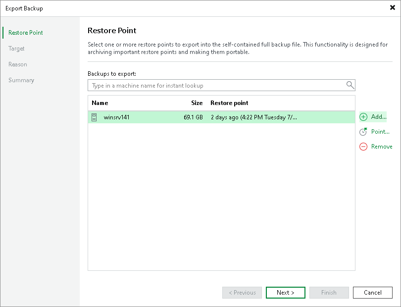 Step 2. Select Restore Points to Export