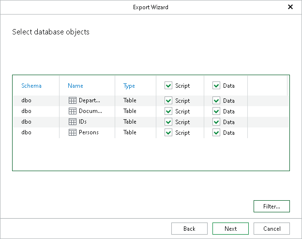 Step 4. Select Database Objects