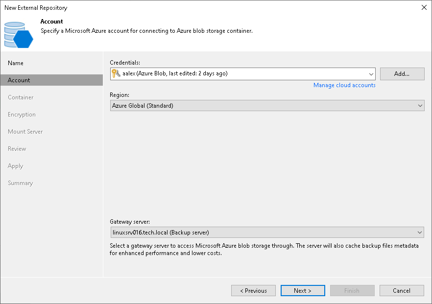 Step 3. Specify Cloud Storage Account