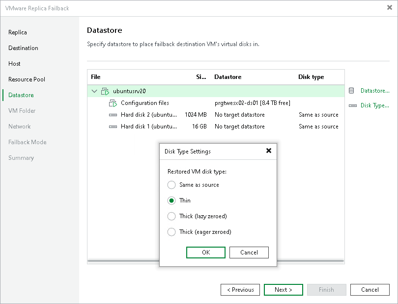 Step 6. Select Target Datastore