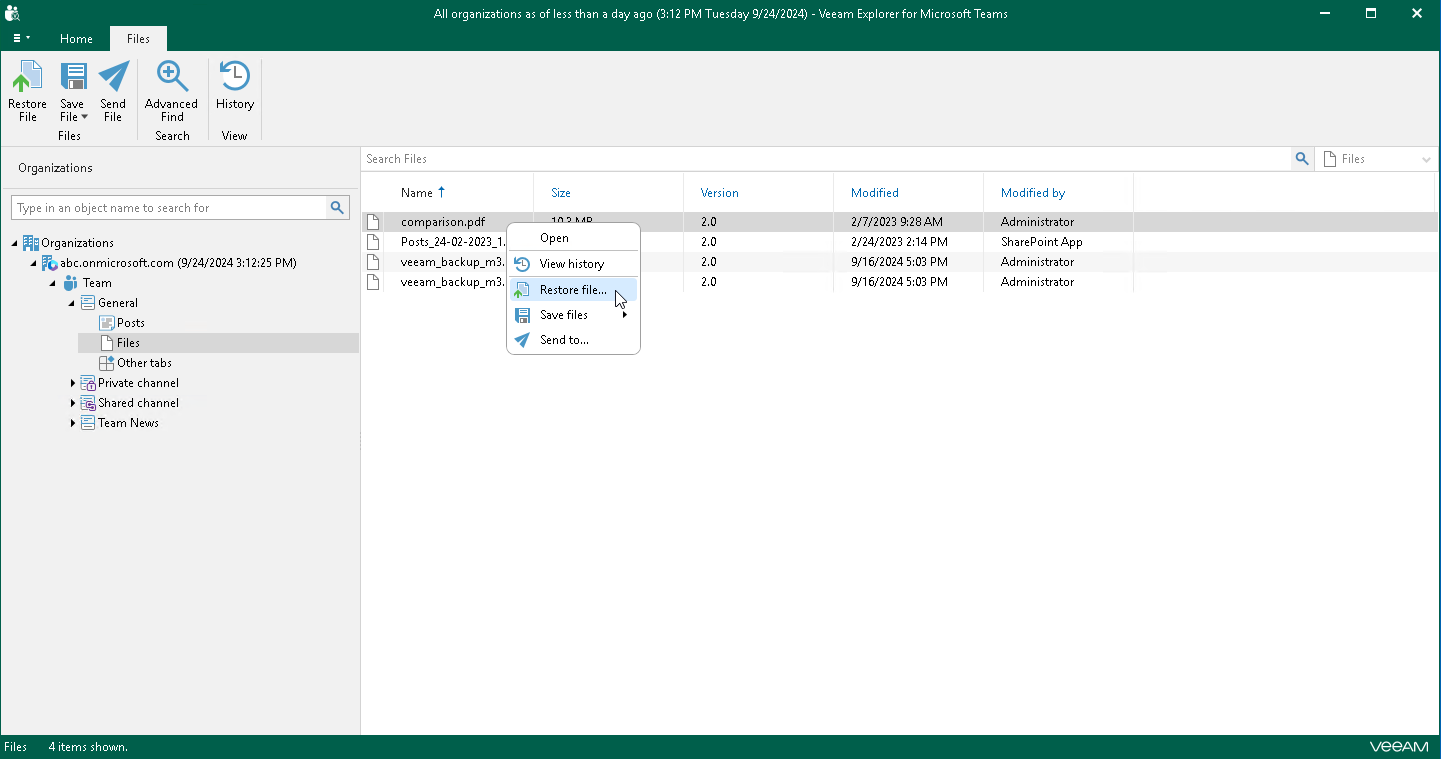 Restoring Files