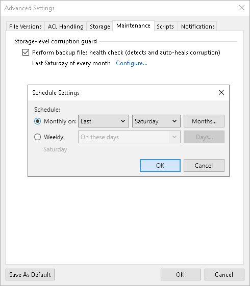 Maintenance Settings Maintenance Settings