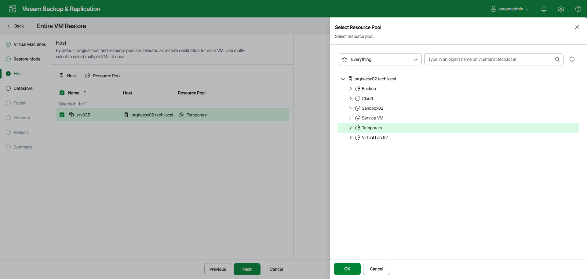 Select Resource Pool - Web UI