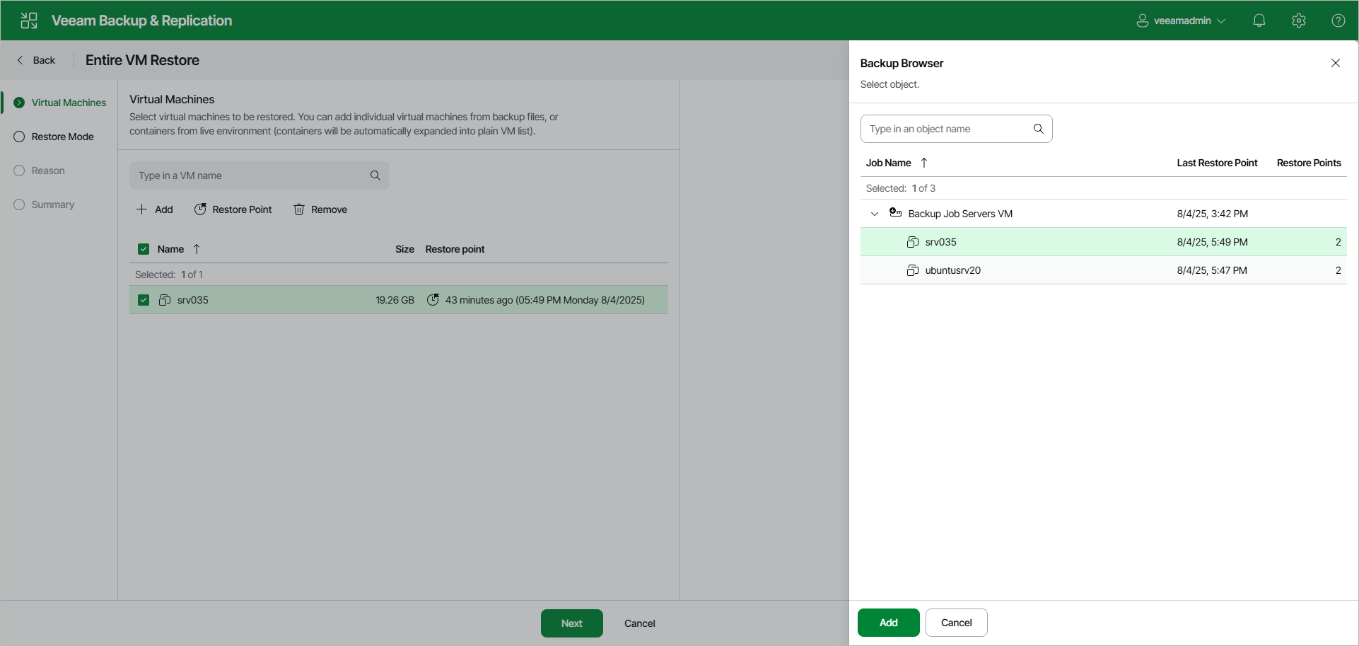 Select VM - Web UI