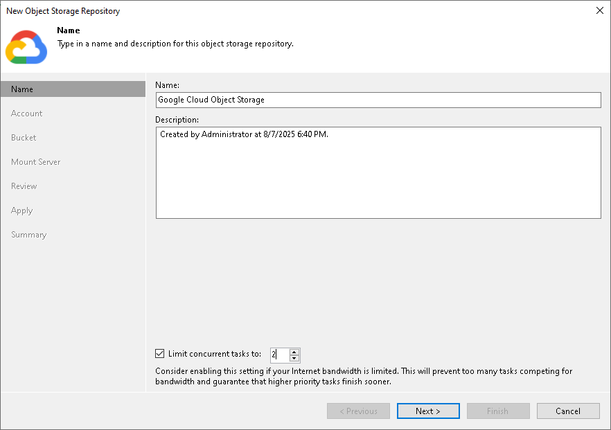 Step 2. Specify Object Storage Name