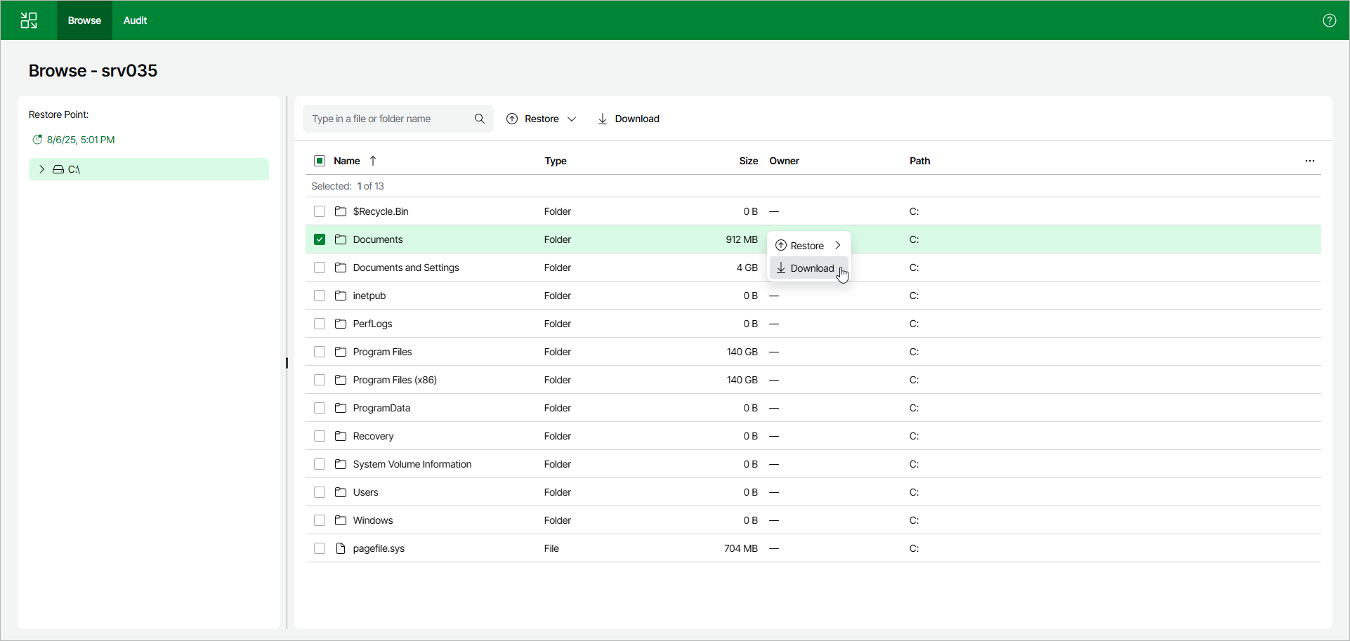 Download Files - Web UI