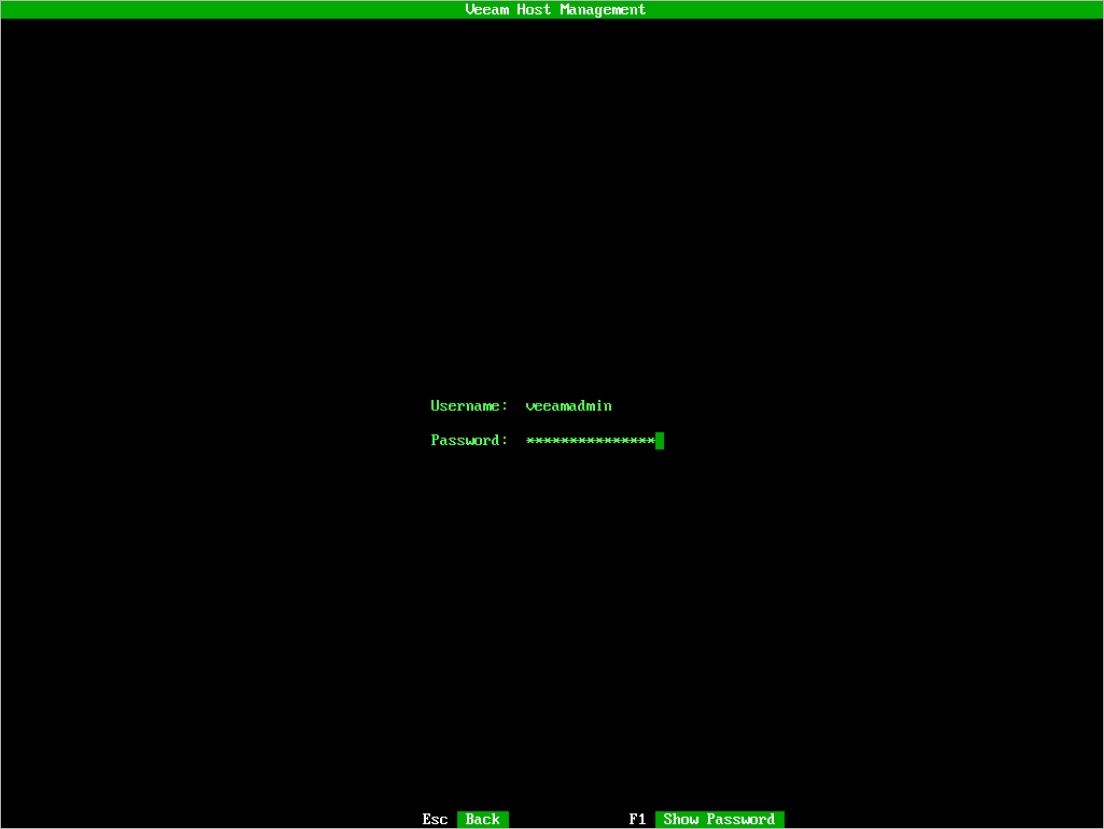 Accessing Veeam Host Management Console