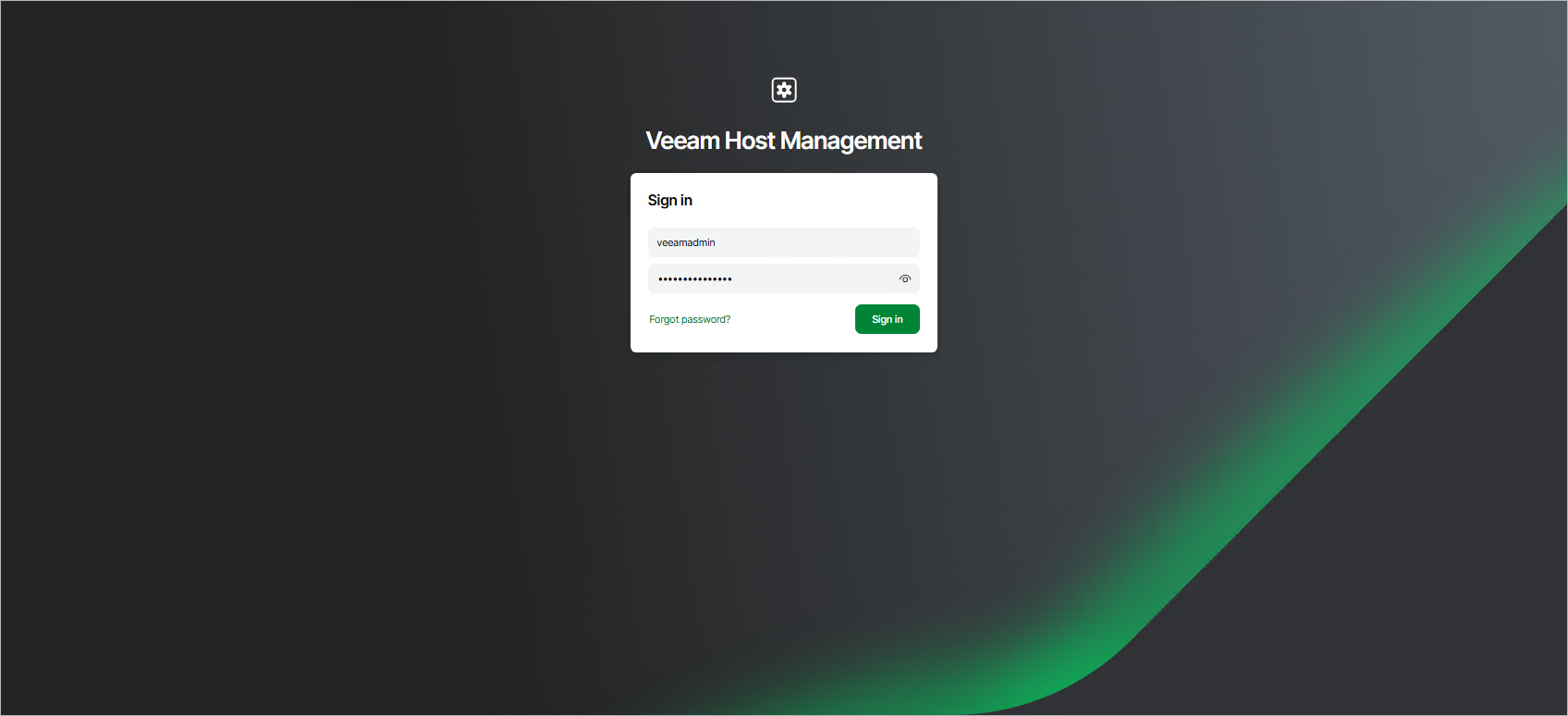 Accessing Veeam Host Management Console