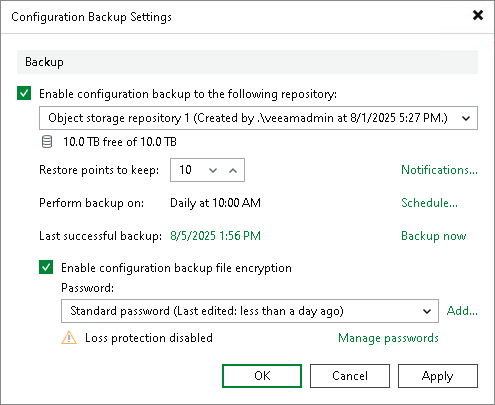 Creating Immutable Configuration Backups