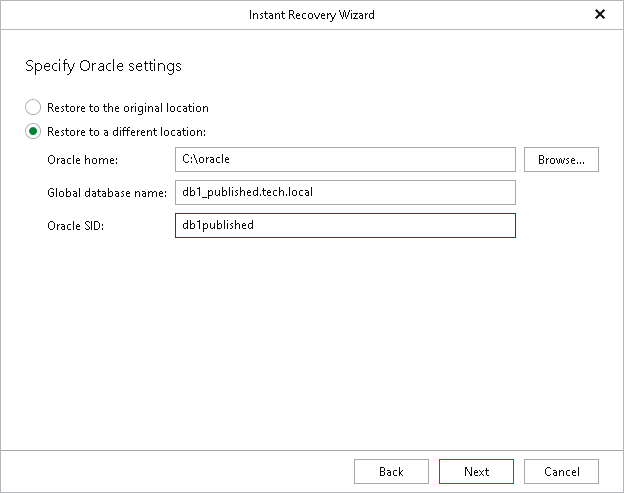 Step 5. Specify Oracle Settings