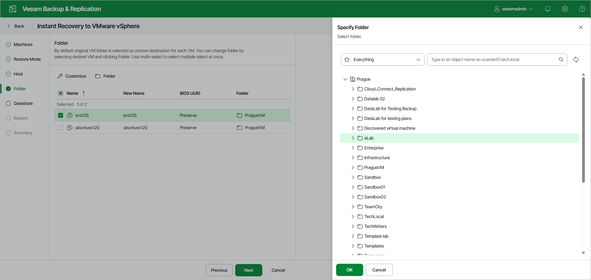 Select Folder - Web UI