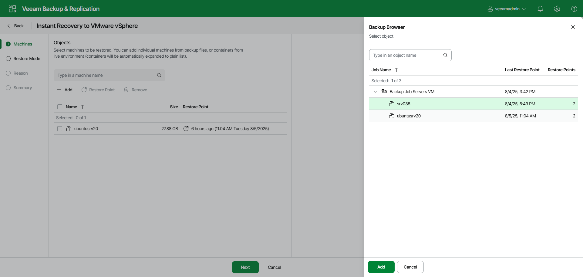Select Workloads - Web UI