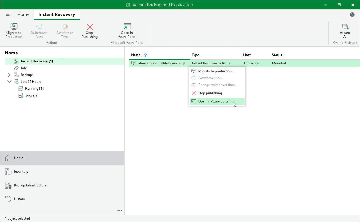 Step 11. Finalizing Instant Recovery to Microsoft Azure