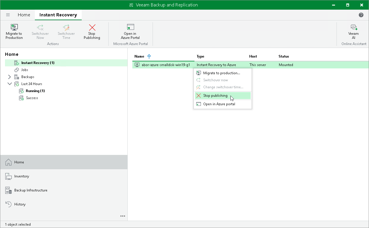 Step 11. Finalizing Instant Recovery to Microsoft Azure