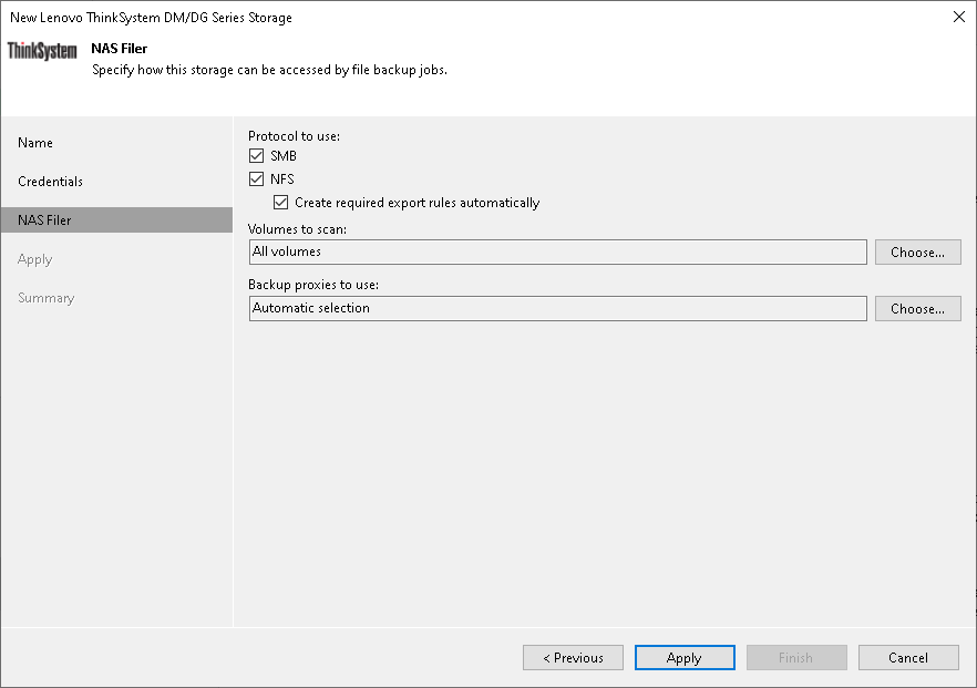 Step 6. Specify NAS Access Options