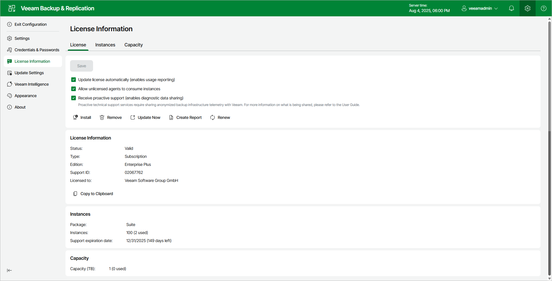 Viewing License Information Using Web UI