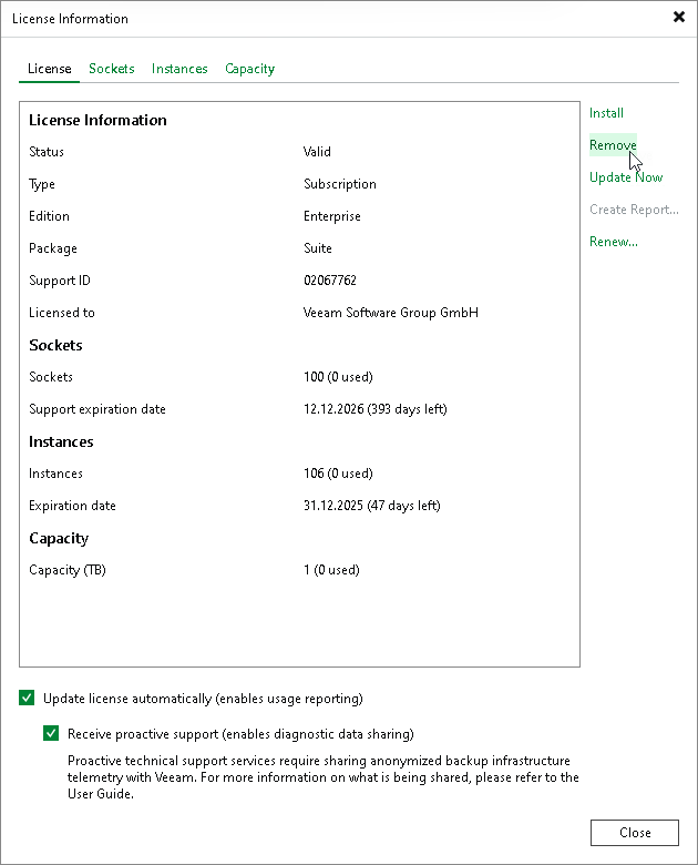 Removing License Using Console