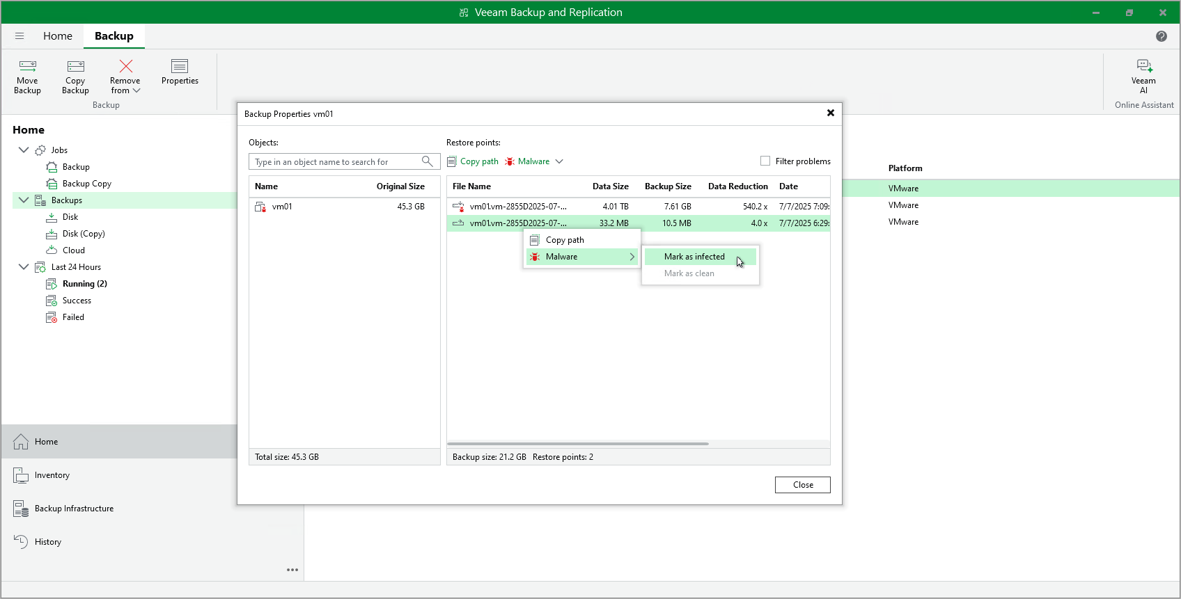 Managing Malware Status